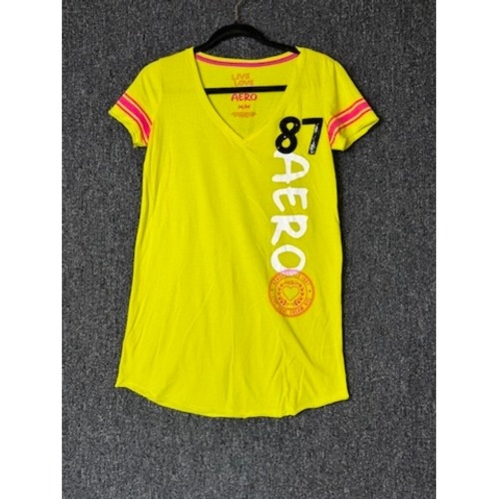Y2K Aeropostale Live Love Dream Neon Graphic TShirt Long Length Size M Layering